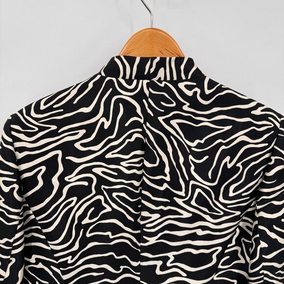 Talbots 1/2‎ Zip Jacket Womens Size 12 Black White Silk Wool Blend Satin Lined - Picture 8 of 8